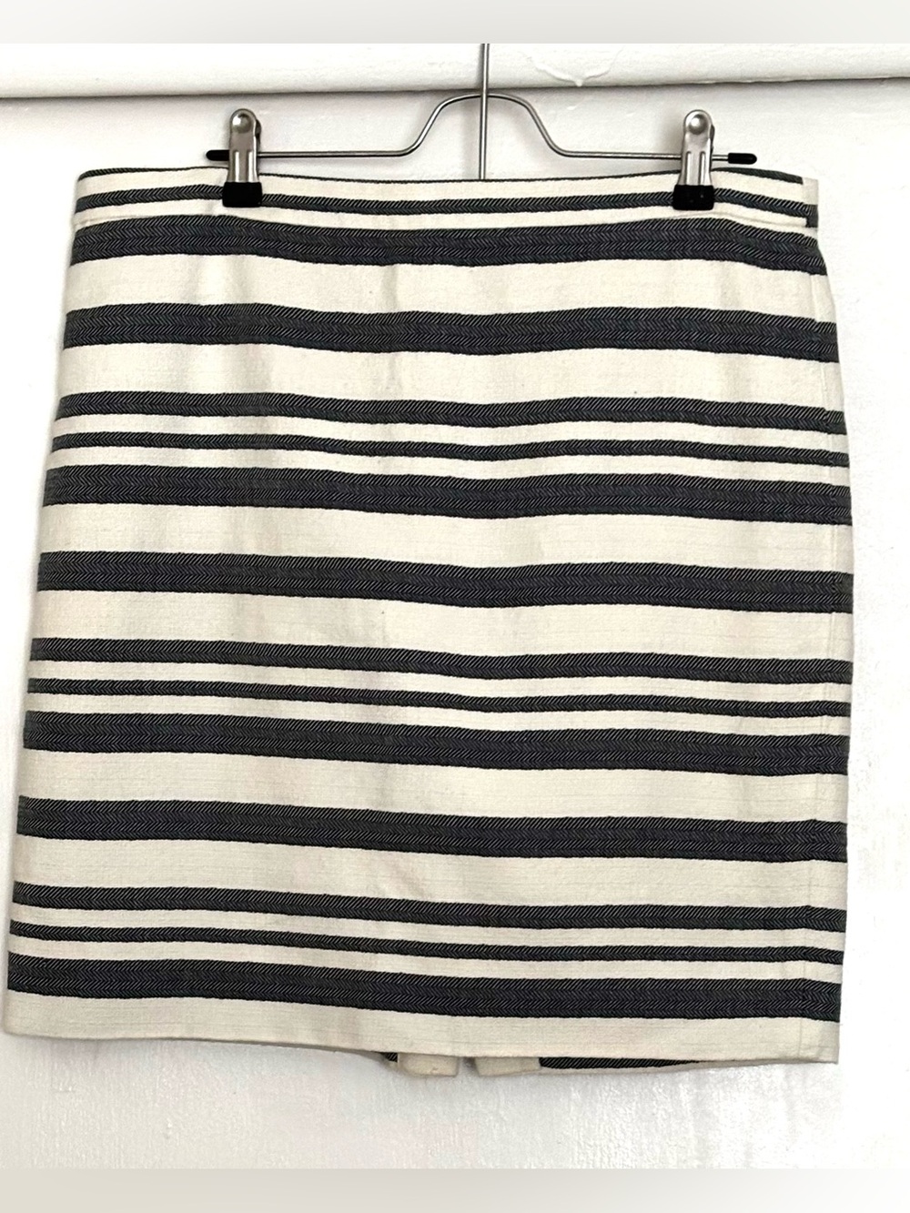 J.Crew Double-Striped Cotton Blend Pencil Skirt Navy White Size 12P